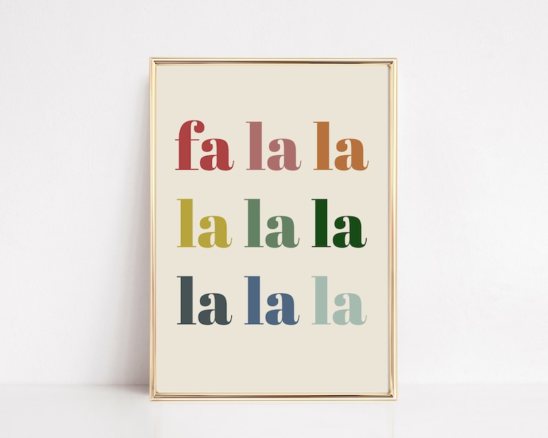 fa la la printable fa la la sign holiday decor christmas wall art colorful christmas decor modern christmas digital download image 1