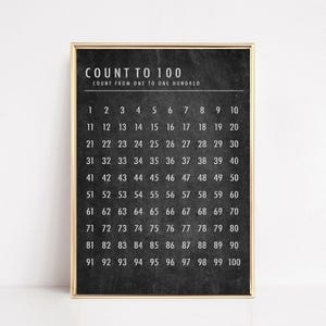 Count to 100 Poster | Chalkboard Math Wall Art | Educational Art | Homeschool Classroom Decor (Digital Download)