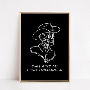 halloween decor | cowboy skeleton print | western halloween wall art | halloween printable | western art print | kikiandnim | digital art