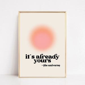 manifestation art print | retro print | affirmation wall art | 70s wall art | manifest poster | trendy decor | gradient | digital download