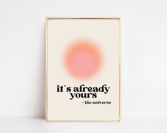 manifestation art print | retro print | affirmation wall art | 70s wall art | manifest poster | trendy decor | gradient | digital download