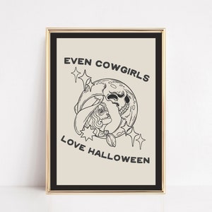 Halloween Cowgirl Kunst | Western-Halloween-Dekor | Halloween Poster | Western Cowgirl Druck | halloween wandbilder | kikiandnim | digitale Kunst