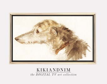 samsung frame tv art | wolfhound dog | vintage farmhouse | neutral art for frame tv | the frame tv art | kikiandnim | digital tv art
