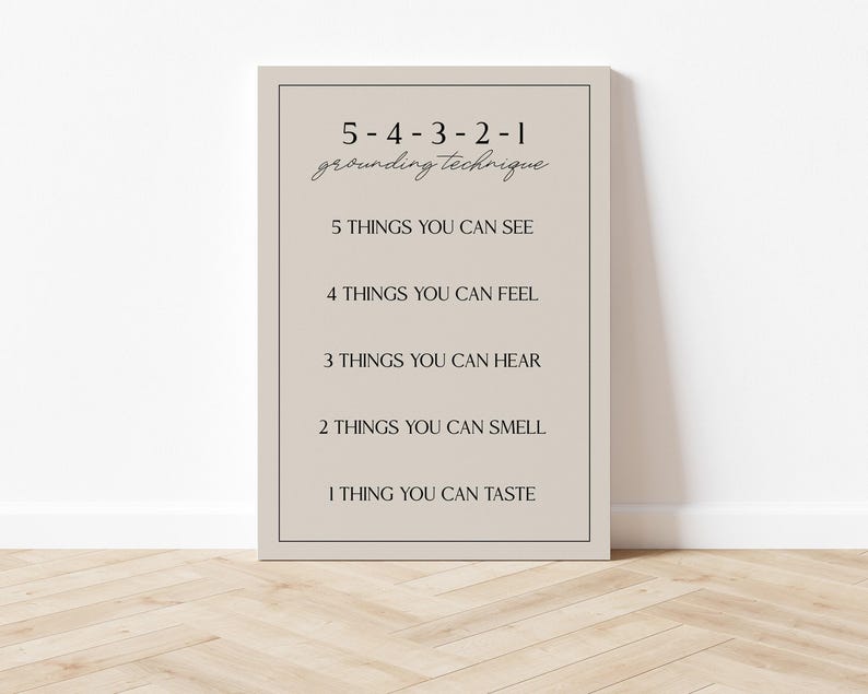 54321 Grounding Technique Print | Minimalist Therapy Wall Art ...