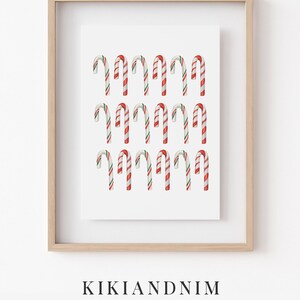 christmas candy cane decor | candy cane printable wall art | candy cane art | classic christmas wall art | kikiandnim | digital print image 11