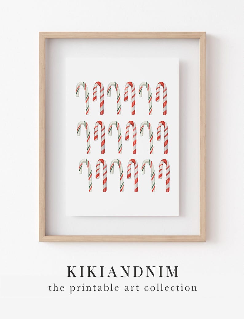 christmas candy cane decor | candy cane printable wall art | candy cane art | classic christmas wall art | kikiandnim | digital print image 11