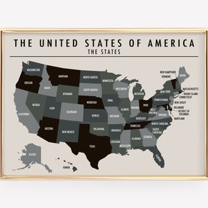 druckbare US Karte Poster | USA Karte zum Ausdrucken | USA Karte für Kinder | Homeschool Printables | homeschool Poster | digitaler Download