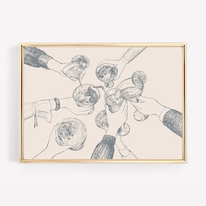 cheers print | neutral wall art | cute kitchen decor | minimalist wall art print | trendy bar cart print | kikiandnim | digital print