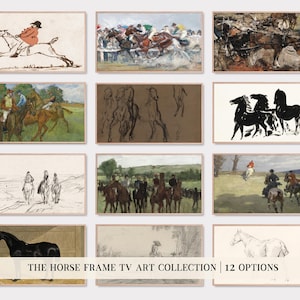 Vintage Horse Samsung Frame TV Art Set of 12 | Equestrian Art | Kentucky Derby Party | KIKIANDNIM | Digital Download