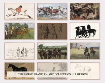 Vintage Horse Samsung Frame TV Art Set of 12 | Equestrian Art | Kentucky Derby Party | KIKIANDNIM | Digital Download