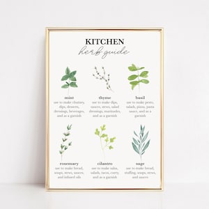 arte de la pared de la cocina / decoración de la cocina / arte de la pared imprimible de hierbas de la cocina / impresión de la cocina / impresión botánica / impresión de arte de la cocina / descarga digital