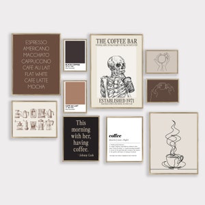coffee bar gallery wall set of 10 prints | coffee wall art | coffee print | coffee bar prints | coffee art | kikiandnim | digital download