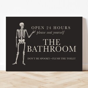 Halloween Bathroom Sign | Skeleton Art | Halloween Bathroom Wall Art ...