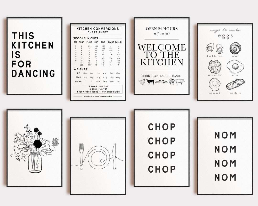 kitchen prints wall art - etsy canada | gravures de... Kitchen Wall Art Set of 8 Kitchen Prints Kitchen Decor - Etsy