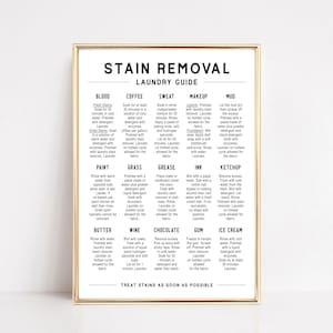 stain removal guide | laundry room poster | laundry room decor | stain removal laundry printable art | laundry room signs | digital download