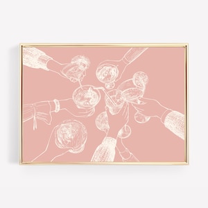 rosa Wandbild | Süßer Print | ästhetischer Barwagen Dekor | horizontale Wandkunst | Cocktail Poster | kikiandnim | druckbare Kunst