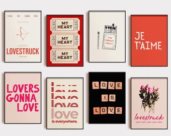 valentines day decor printables | set of 16 valentines prints | valentines day wall art | trendy valentine decor | kikiandnim | digital art