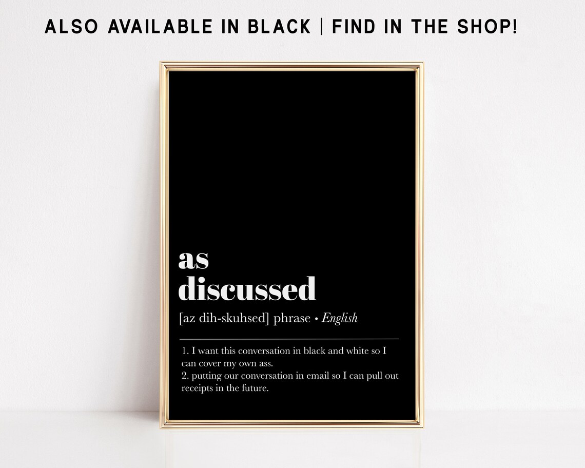 Home Office Poster as Discussed Definition Print Funny Etsy