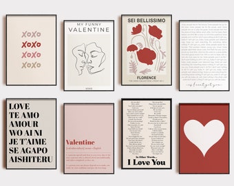 valentines day decor | set of 20 PRINTABLES | valentines day printables | valentines gallery wall | romantic wall art | digital downloads