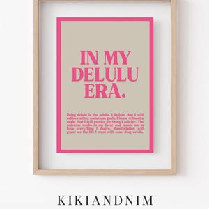 girly pink dorm wall art | be delulu | affirmation wall art | trendy retro wall art | pink wall decor | kikiandnim | printable wall art image 9