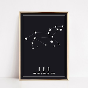 Leo Wandkunst | Leo-Print | Astrologie Geschenke | Leo Kunst | Sternzeichen Wandbild | Sternzeichen printable | Sternzeichen Geschenk | kikiandnim | digitaler Download