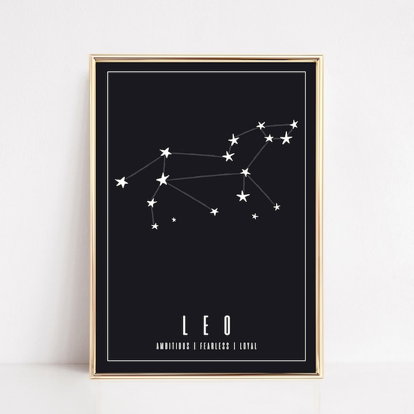 leo wall art | leo print | astrology gifts | leo art | zodiac wall art | zodiac printable | zodiac gift | kikiandnim | digital download