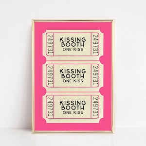 kissing booth ticket print | valentines day decor | girly pink wall art | trendy poster | retro wall art | kikiandnim | digital print