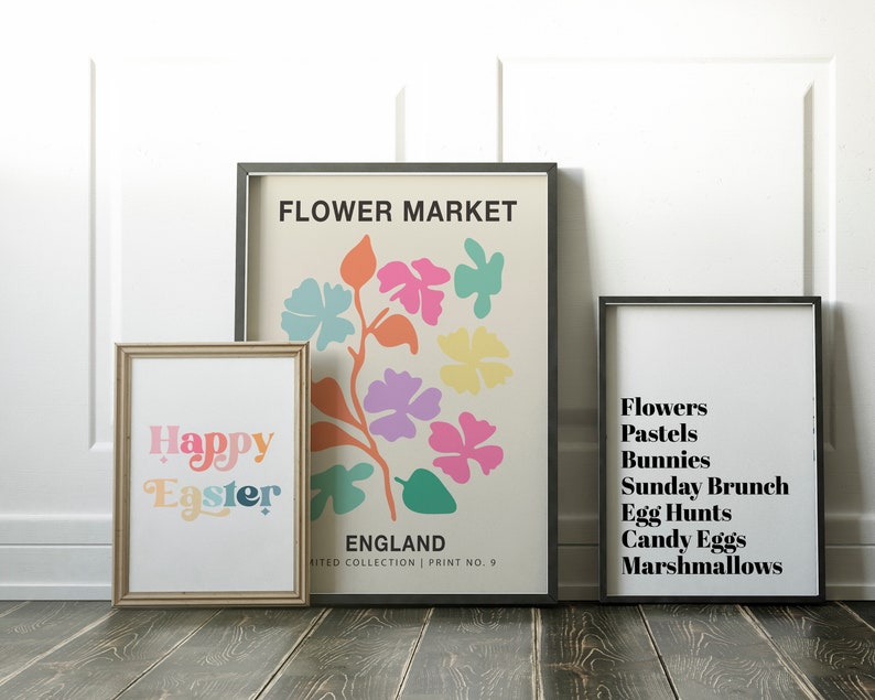 Easter Wall Art Set of 2 Prints Rainbow Wall Art Easter Etsy