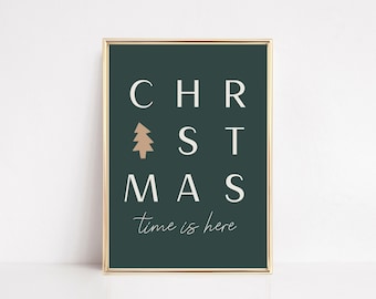printable christmas decor | christmas time is here | christmas tree print | green christmas printable wall art | kikiandnim | digital print