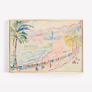 pastel beach painting | beach wall art | palm springs art | beach house decor | summer wall art | horizontal digital art print | kikiandnim