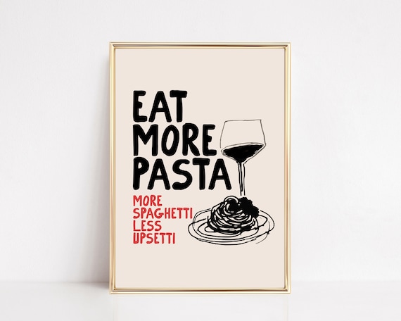 pasta wall art | aesthetic kitchen poster | kitchen wall art | large wall art | trendy apartment decor | kikiandnim | digital wall art print