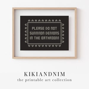 halloween bathroom decor | halloween bathroom wall art | gothic home decor | funny art | cross stitch wall art | kikiandnim | digital print image 12