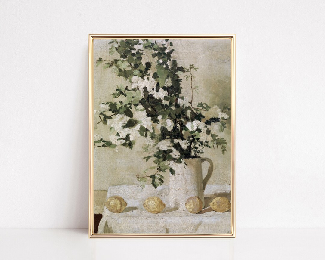 Lemon Decor Vintage Farmhouse Kitchen Decor Still Life Oil Painting ...