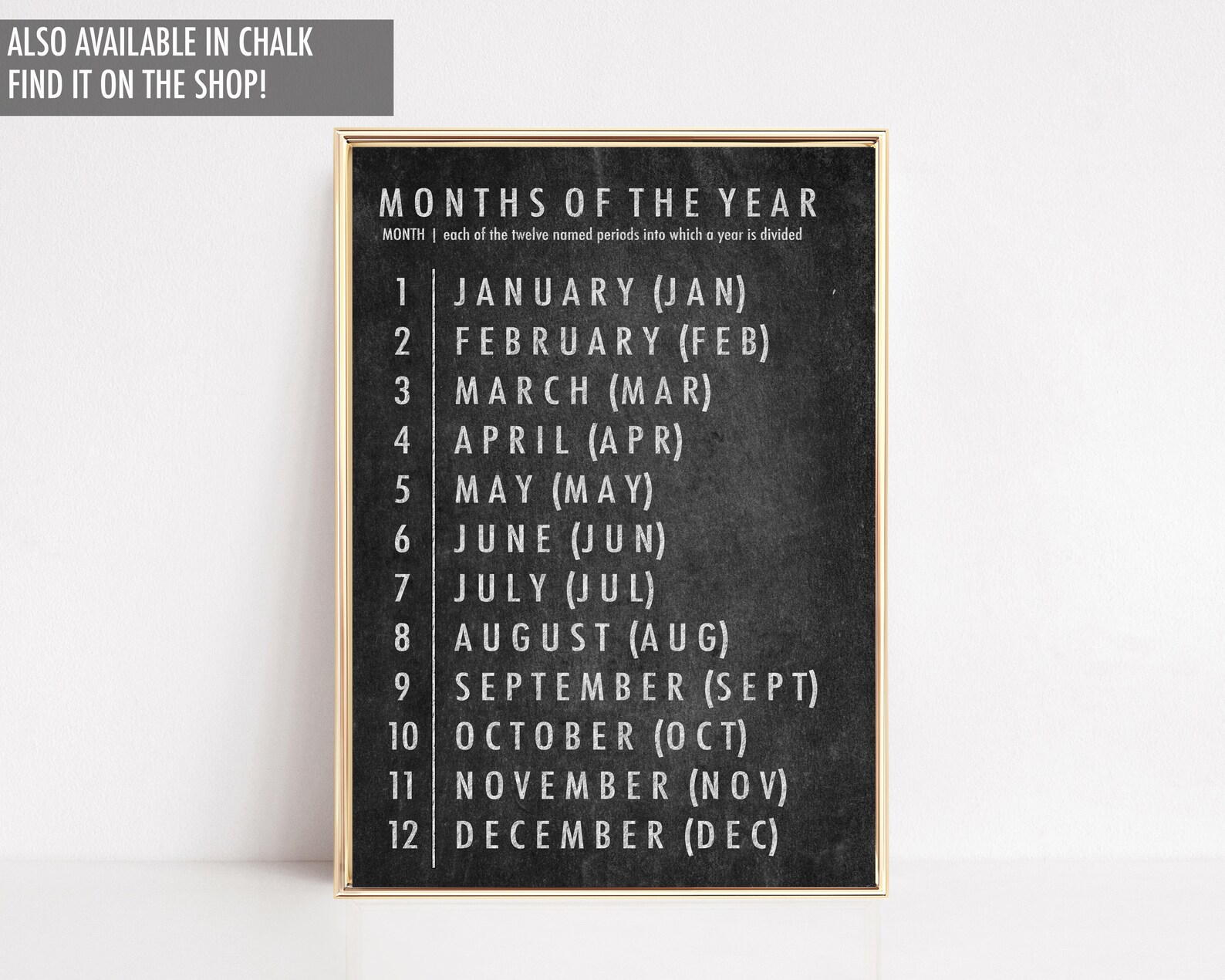 Educational Poster Months of the Year Printable Wall Art - Etsy
