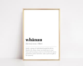 definicja whanau wydruk | nowozelandzki druk maoryski | plakat z definicją rodziny | minimalistyczny wystrój | wydruk słownikowy | natychmiastowe pobranie