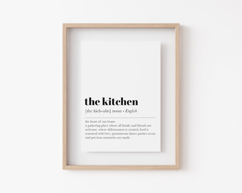 Kitchen Definition Print Kitchen Printable Wall Art Etsy
