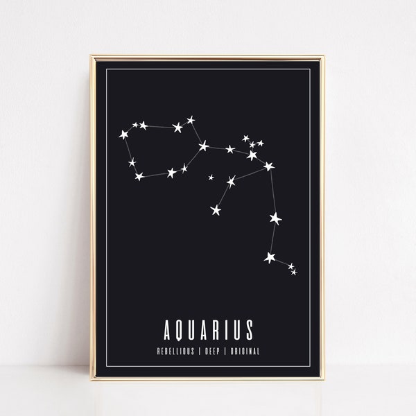 aquarius wall art | aquarius zodiac print | astrology gifts | aquarius art | zodiac printable wall art | kikiandnim | digital download