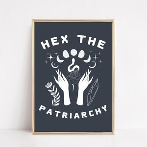 hex the patriarchy | witchy wall art | feminist wall art | witchy halloween decor | trendy dorm decor | kikiandnim | printable wall art