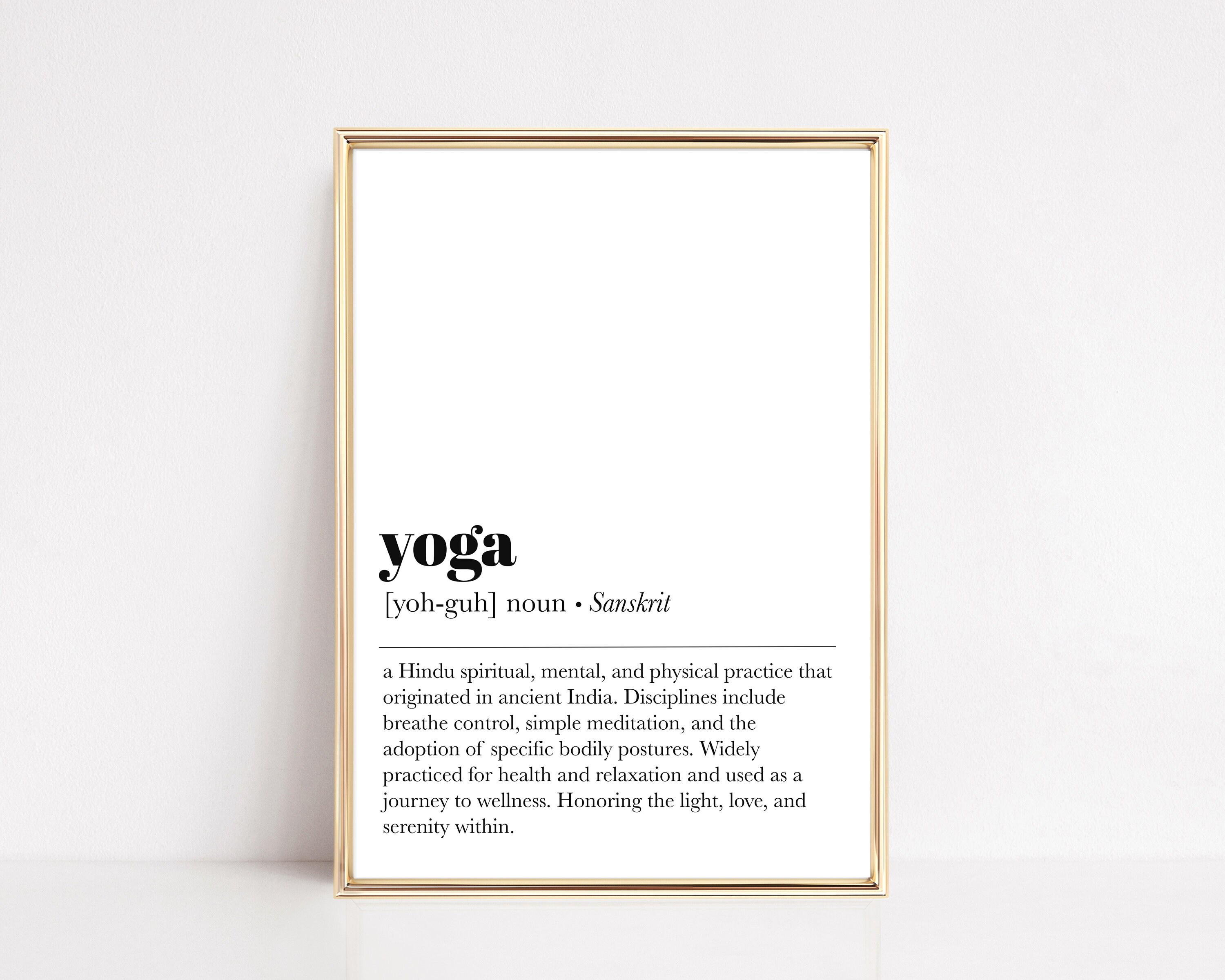 Yoga definition print home gym decor yoga wall art zen Etsy