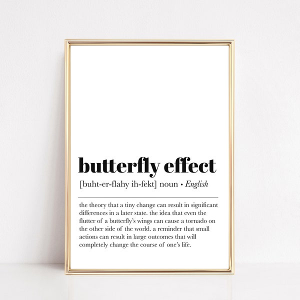 Schmetterling Effekt Definition Druck | Inspirierende Wandkunst | minimalistisches Wohndekor | Inspirierendes Zitat | kikiandnim | Digitaldruck