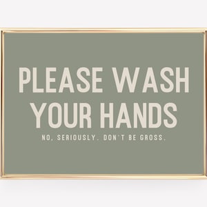 wash your hands sign | funny bathroom decor | bathroom wall art | bathroom print | boho bathroom art print | kikiandnim | digital print