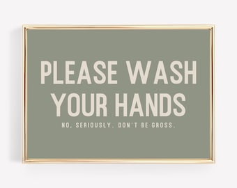 wash your hands sign | funny bathroom decor | bathroom wall art | bathroom print | boho bathroom art print | kikiandnim | digital print