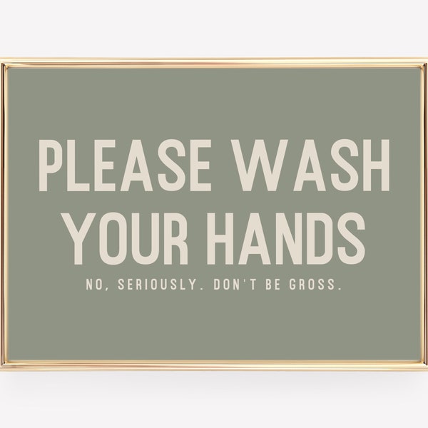 wash your hands sign | funny bathroom decor | bathroom wall art | bathroom print | boho bathroom art print | kikiandnim | digital print