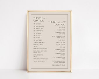 things i can control print | mental health art | therapy office decor | minimalist therapy wall art | mental health poster | digital print