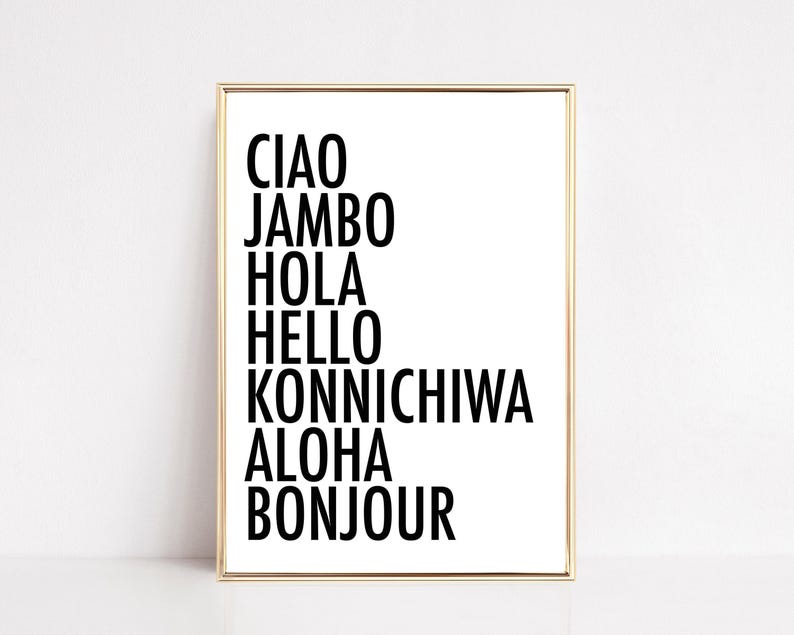 travel decor | entryway decor | travel wall art | hello art print | gift for traveler | minimalist art | kikiandnim | printable wall art image 1
