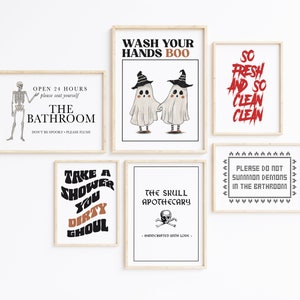 Halloween Bathroom Decor | 6 PRINTABLES | Halloween Bathroom Prints ...