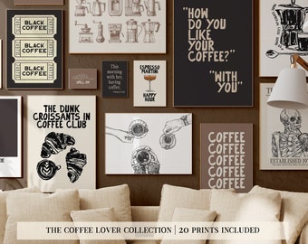 coffee wall art mega bundle | set of 20 coffee posters | coffee prints | trendy coffee art | coffee bar decor| kikiandnim | digital prints