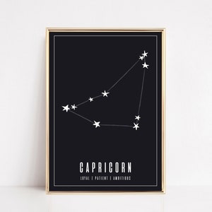 capricorn wall art | capricorn zodiac print | astrology gifts | zodiac printable wall art | zodiac gift | kikiandnim | digital download