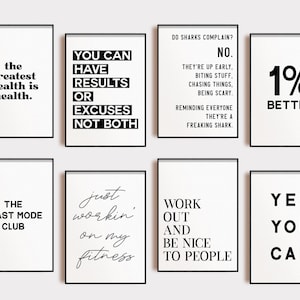 Haus Fitnessstudio Dekor | Set mit 9 Printables | Turnhalle Wandkunst | Fitness-Studio Zeichen | Fitness-Studio Poster | Luxus-Haus-Fitnesskunst | kikiandnim | druckbare Kunst