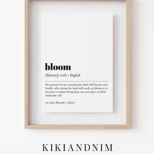 bloom definition print | manifest poster | self care wall art | inspirational wall art | motivational art print | kikiandnim | digital print image 8